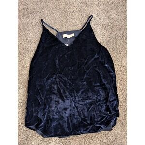 LOFT Navy Blue Velvet V Neck‎ Cami Tank Top Women's Size Medium